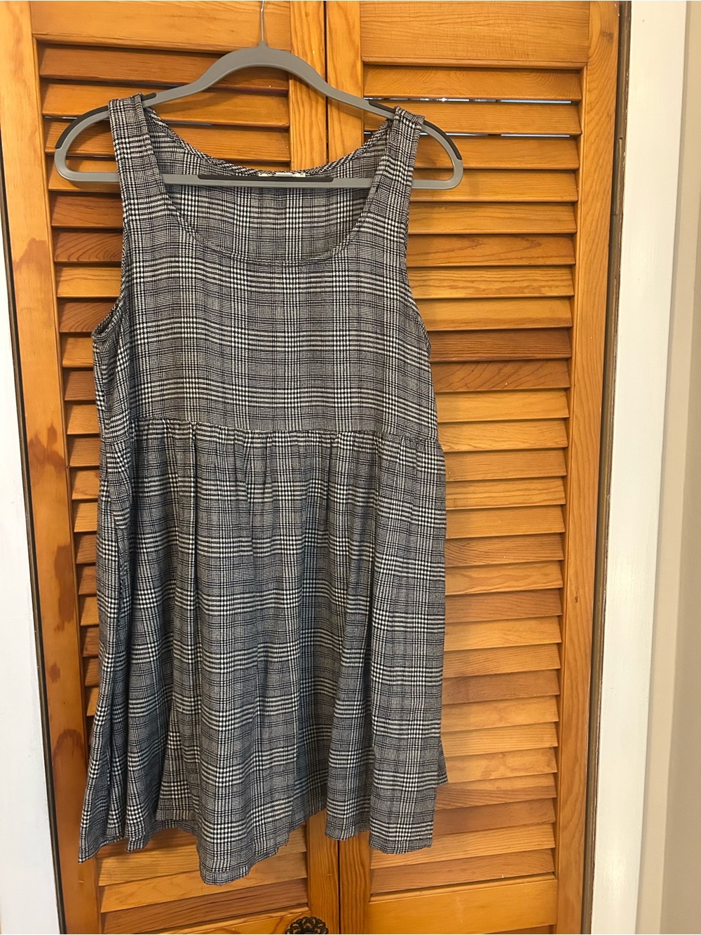 Black and White Plaid Sleeveless Mini Jumper Dress